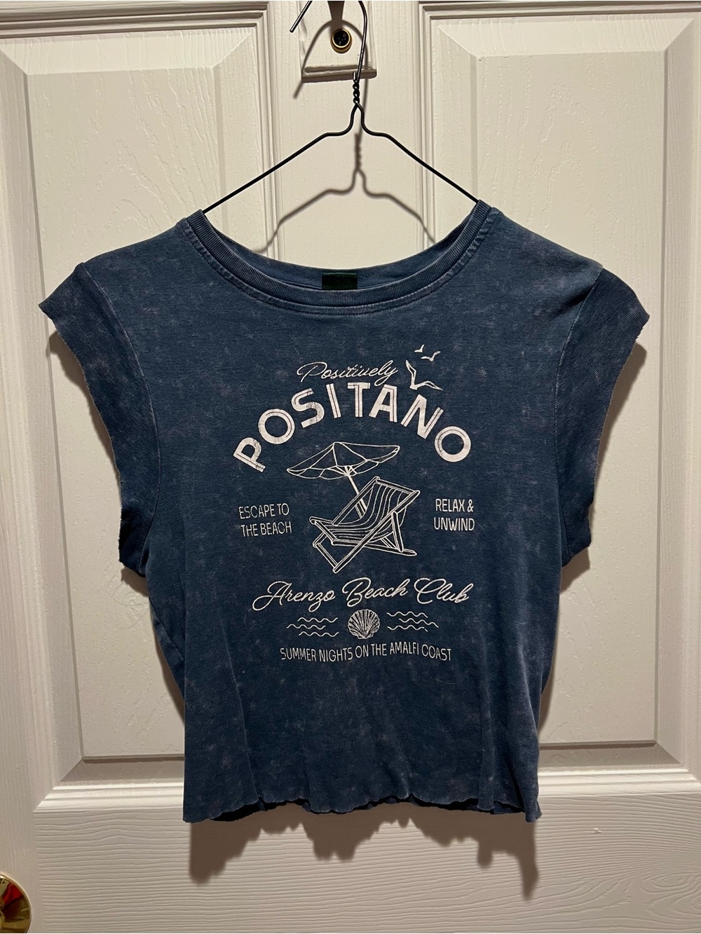 Positano Graphic Baby Tee in Washed Navy